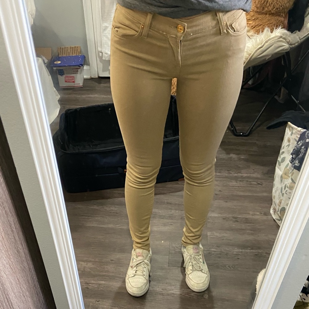 Super stretchy skin-tight skinny jeans in camel